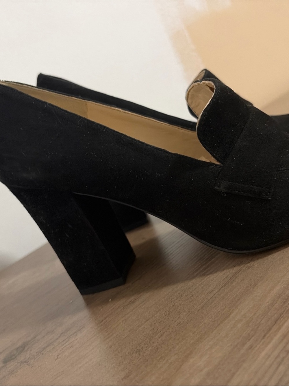 Nine West Black Suede Block Heel Loafers - Classic Pump
